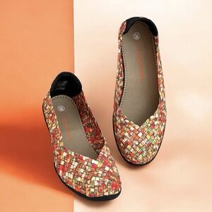 Bernie Mev Catwalk Citrus Rainbow Multi Woven Ballerina Flats EU 38 US 7.5-8